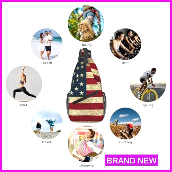 Vintage American Flag Sling Backpack Crossbody Bag Adjustable Daypack main image 4